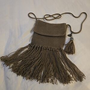 The Sak Boho Fringe Crossbody Bag w Gold Thread Highlights
